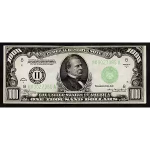 $1,000 1934-A.  High Denomination Notes 2212-H