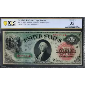 $1 1869 Large Red Legal Tender Issues 18
