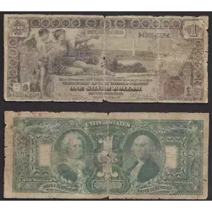 $1 1896 Small Red with rays Silver Certificates 225