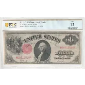 $1 1917 Small Red, scalloped Legal Tender Issues 38