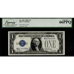 $1 1928-A blue seal. Small Silver Certificates 1601