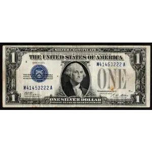 $1 1928-A blue seal. Small Silver Certificates 1601