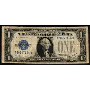 $1 1928-B blue seal. Small Silver Certificates 1602 (2)