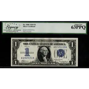 $1 1934 blue seal. Small Silver Certificates 1606