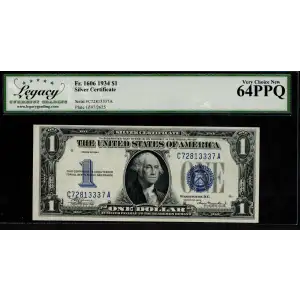 $1 1934 blue seal. Small Silver Certificates 1606 (2)