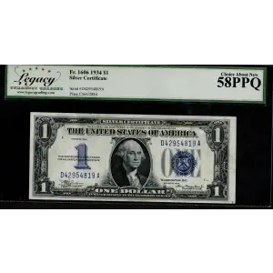 $1 1934 blue seal. Small Silver Certificates 1606