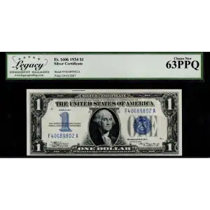 $1 1934 blue seal. Small Silver Certificates 1606