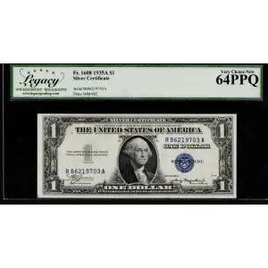 $1 1935-A blue seal. Small Silver Certificates 1608