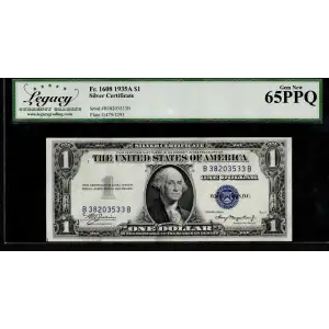 $1 1935-A blue seal. Small Silver Certificates 1608