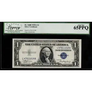 $1 1935-A blue seal. Small Silver Certificates 1608