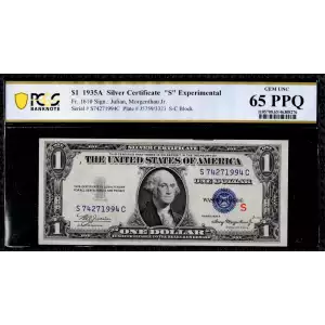 $1 1935-A blue seal. Small Silver Certificates 1610
