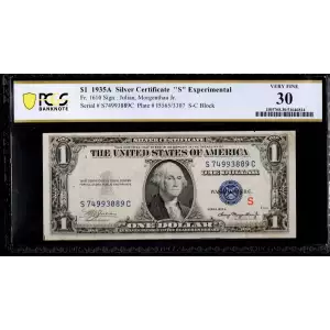 $1 1935-A blue seal. Small Silver Certificates 1610