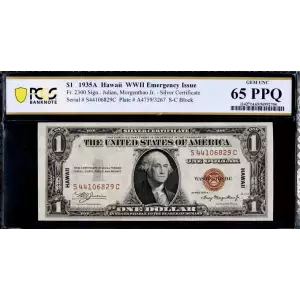 $1 1935-A brown seal Emergency Notes Issued During WW2 2300