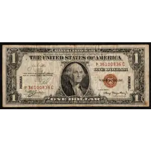 $1 1935-A brown seal Emergency Notes Issued During WW2 2300