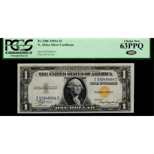 $1 1935-A yellow seal Emergency Notes Issued During WW2 2306