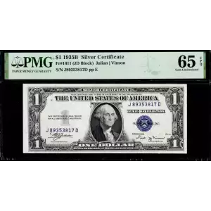 $1 1935-B blue seal. Small Silver Certificates 1611