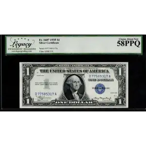 $1 1935 blue seal. Small Silver Certificates 1607