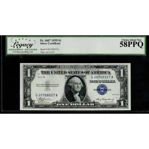 $1 1935 blue seal. Small Silver Certificates 1607