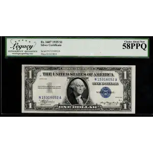 $1 1935 blue seal. Small Silver Certificates 1607