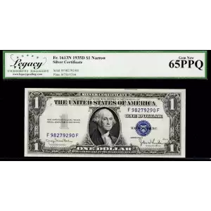 $1 1935-D blue seal. Small Silver Certificates 1613N