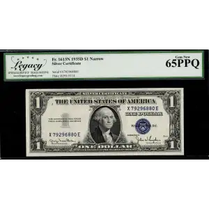 $1 1935-D blue seal. Small Silver Certificates 1613N