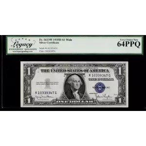 $1 1935-D blue seal. Small Silver Certificates 1613W