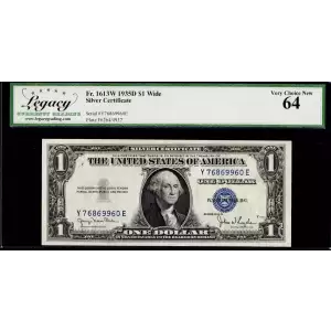 $1 1935-D blue seal. Small Silver Certificates 1613W