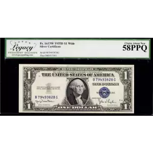 $1 1935-D blue seal. Small Silver Certificates 1613W