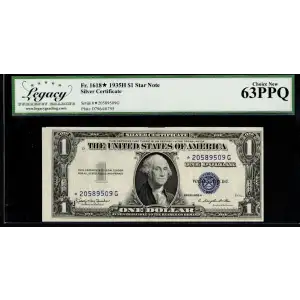 $1 1935-H blue seal. Small Silver Certificates 1618*