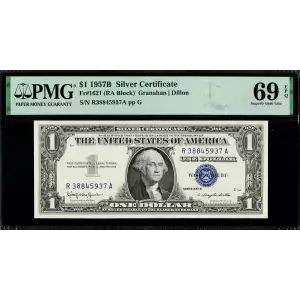 $1 1957-B blue seal. Small Silver Certificates 1621