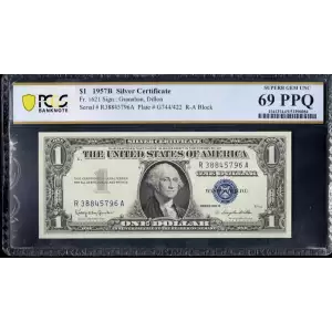 $1 1957-B blue seal. Small Silver Certificates 1621