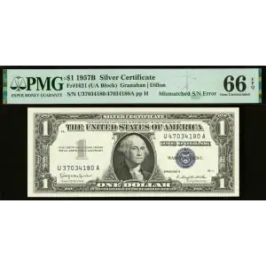 $1 1957-B blue seal. Small Silver Certificates 1621