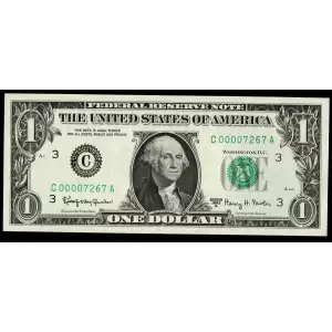 $1 1963-A. Green seal. Small Size $1 Federal Reserve Notes 1901-C