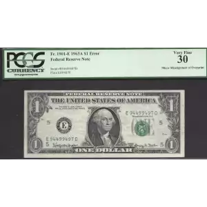 $1 1963-A. Green seal. Small Size $1 Federal Reserve Notes 1901-E