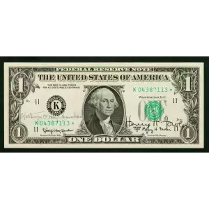 $1 1963-A. Green seal. Small Size $1 Federal Reserve Notes 1901-K*