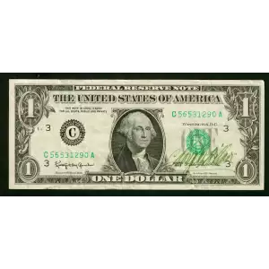 $1 1963 Green seal. Small Size $1 Federal Reserve Notes 1900-C