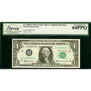 $1 1963 Green seal. Small Size $1 Federal Reserve Notes 1900-G (2)