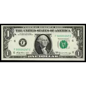 $1 1969-A. Green seal. Small Size $1 Federal Reserve Notes 1904-F