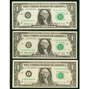 $1 1969-B. Green seal. Small Size $1 Federal Reserve Notes 1905-A