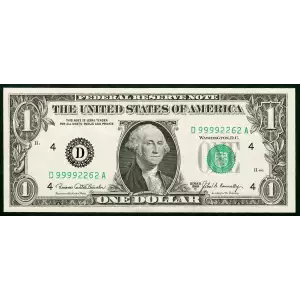 $1 1969-C. Green seal. Small Size $1 Federal Reserve Notes 1906-D
