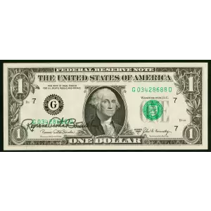 $1 1969-C. Green seal. Small Size $1 Federal Reserve Notes 1906-G