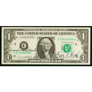 $1 1969-D. Green seal. Small Size $1 Federal Reserve Notes 1907-E