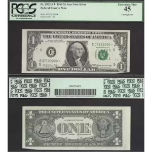 $1 1969 Green seal. Small Size $1 Federal Reserve Notes 1903-E*
