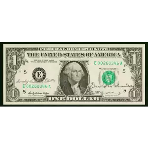 $1 1969 Green seal. Small Size $1 Federal Reserve Notes 1903-E