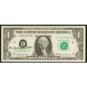 $1 1969 Green seal. Small Size $1 Federal Reserve Notes 1903-E