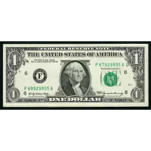 $1 1969 Green seal. Small Size $1 Federal Reserve Notes 1903-F