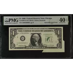 $1 1969 Green seal. Small Size $1 Federal Reserve Notes 1903-G