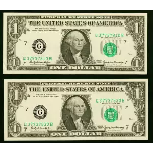 $1 1969 Green seal. Small Size $1 Federal Reserve Notes 1903-G