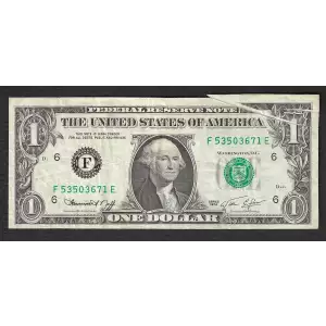 $1 1974 Green seal. Small Size $1 Federal Reserve Notes 1908-F
