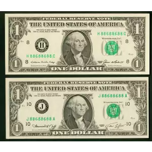 $1 1974 Green seal. Small Size $1 Federal Reserve Notes 1908-J